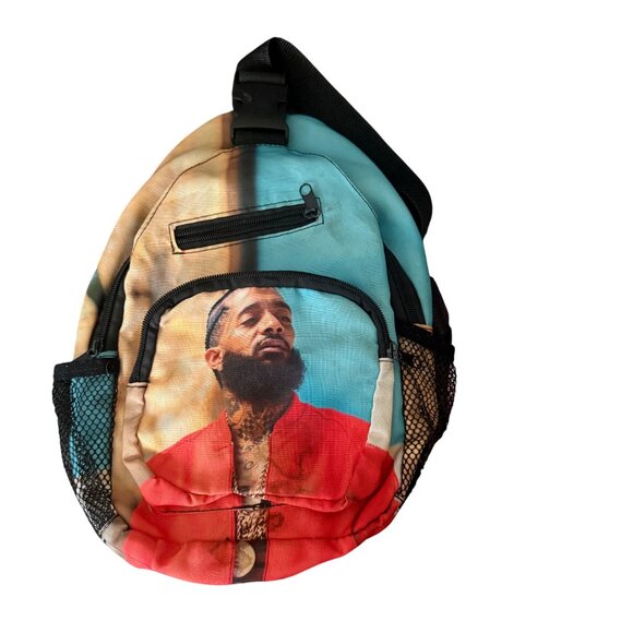 Nipsey Hussle Print Sling Backpack With Front Pocket & Adjustable Strap - Picture 7 of 7